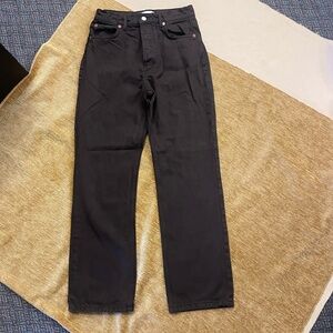 Zara high waist, wide leg, 100% cotton brown jeans